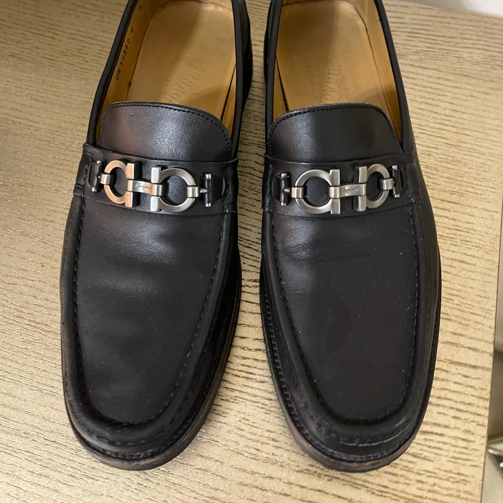 Salvatore Ferragamo Black Leather Horsebit Loafers